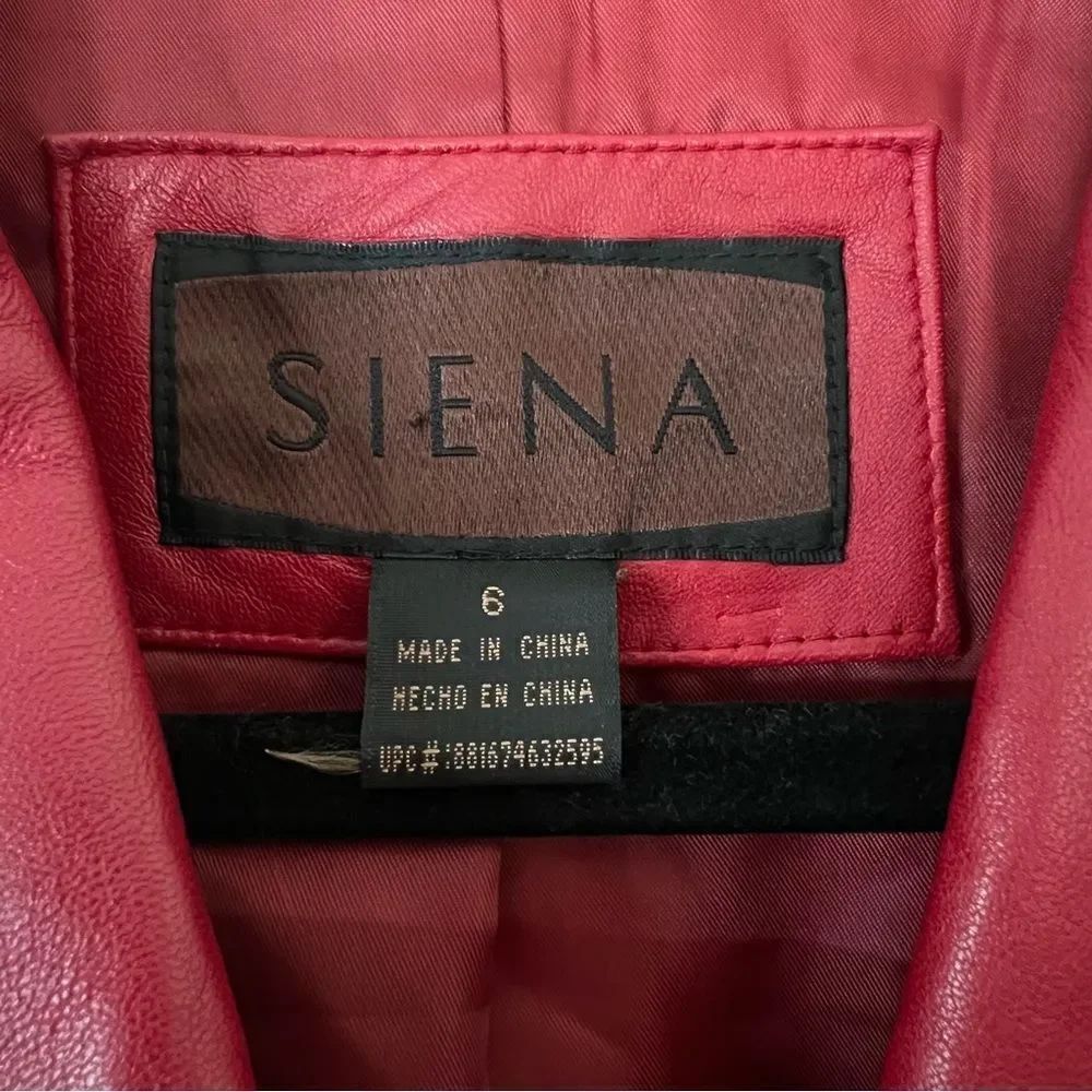 SIENA 100% Leather Red Blazer Jacket| Size 6 - Picture 4 of 14